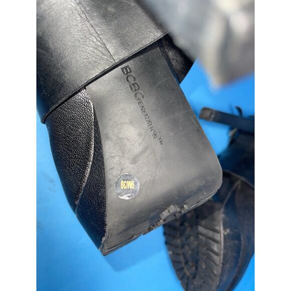 BCBGeneration Black Strappy Platform Ankle Boots Buckle Women’s 9M - Picture 9 of 9